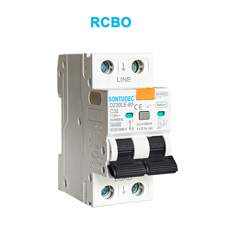 2P nuotėkio srovės grandinės pertraukiklis 6KA IEC61009.1 Standard Komforbe RCBO
